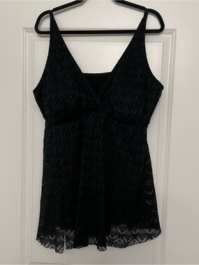 Black Crochet Swimsuit Plus Size